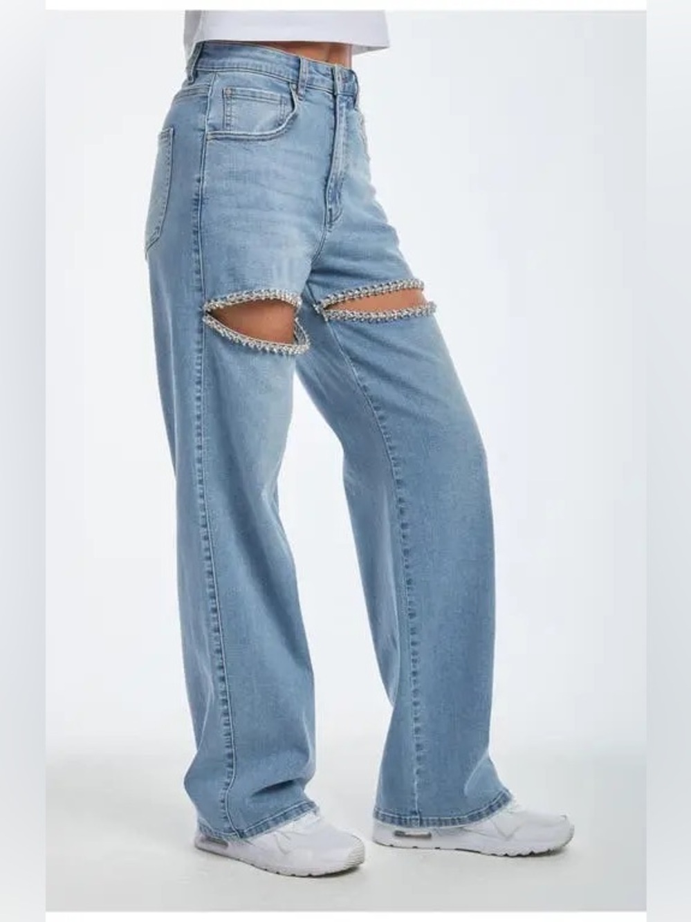 NEW THE NOLI SHOP Ivanka Crystal Jean Medium Wash Blue Size 32 Taylor Swift $268 - Picture 1 of 8